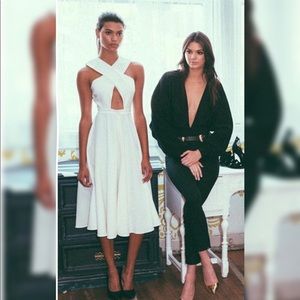White Cross Front Cutout Textured Dress S 4